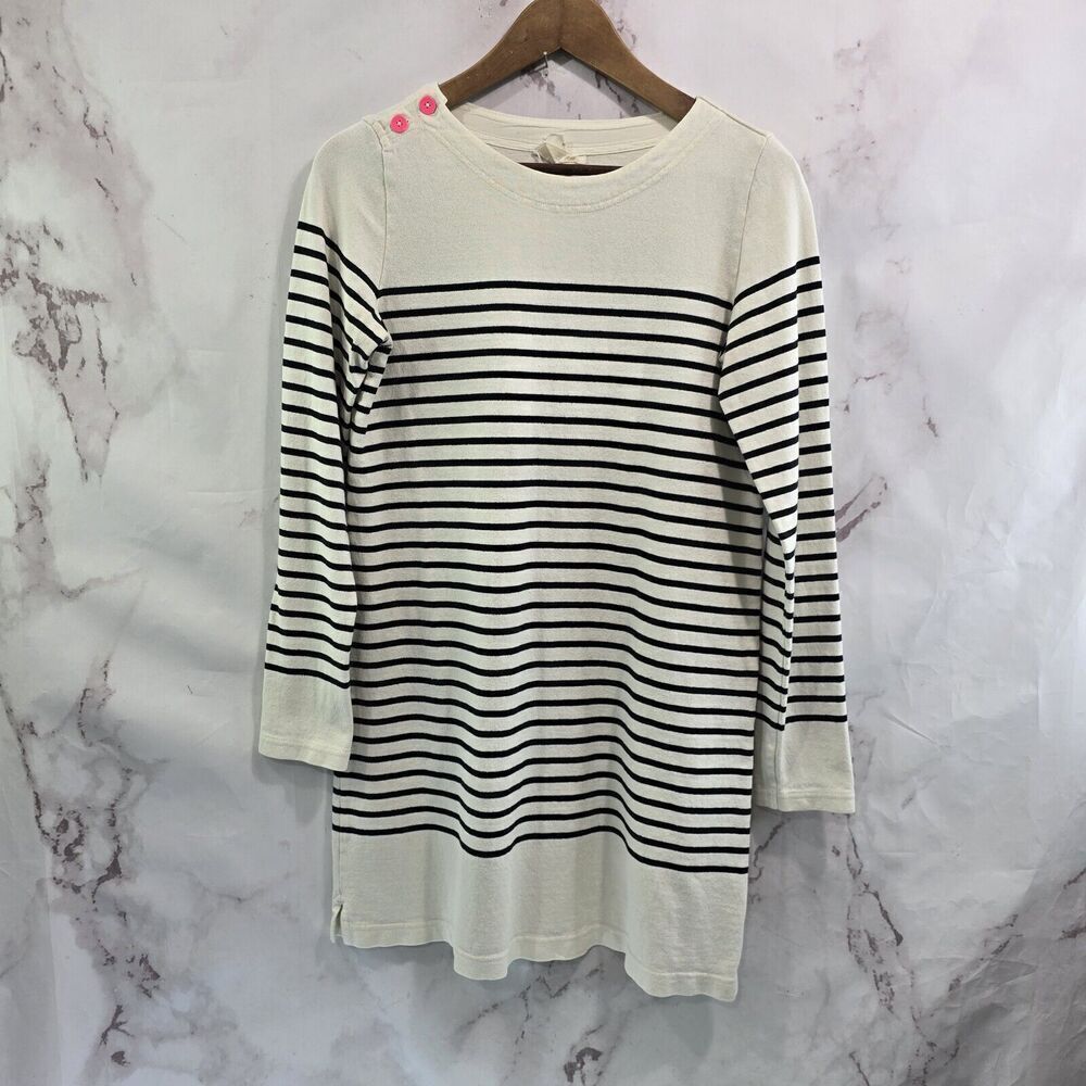 Anthropologie Dress Womens XS Black White Striped Shift Mini Long Sleeve Terry